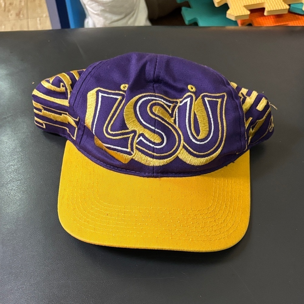 Vintage Purple and Gold LSU Tigers Snapback Cap Graphic Embroidered Magic by Bee
